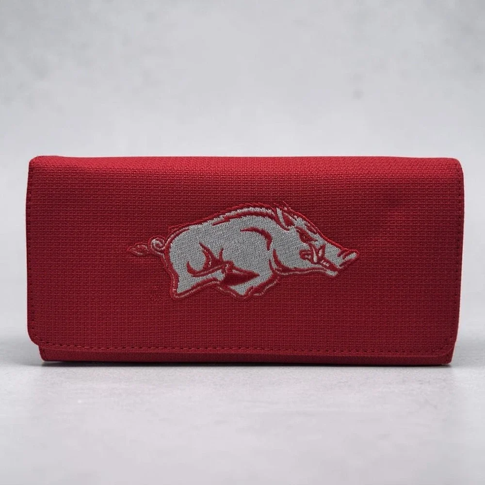 Sandol Arkansas Razorbacks Red Canvas Trifold Wallet NCAA Embroidered Logo